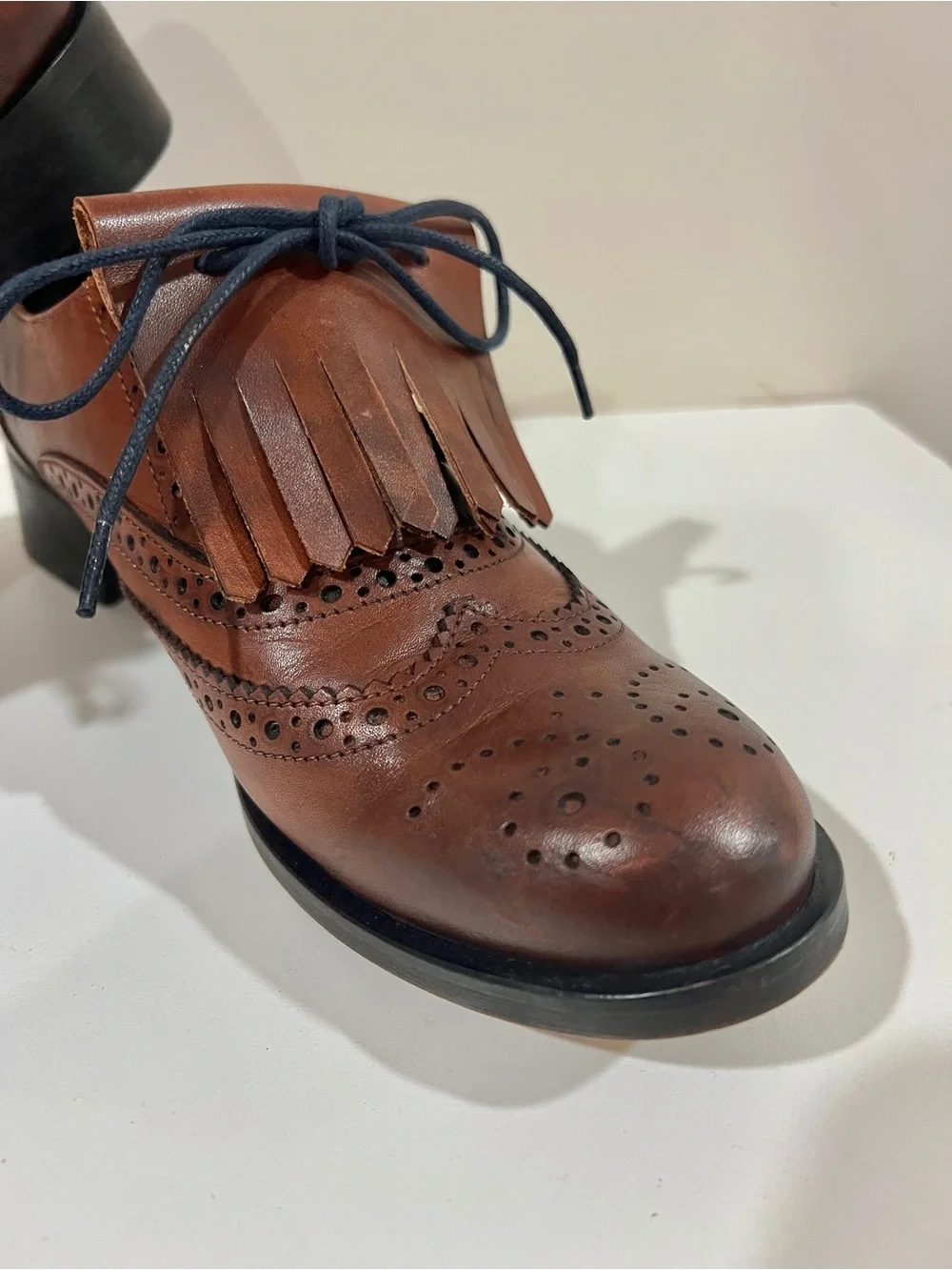 GIROTTI Women’s Custom Brown Leather Wingtip Brogue Oxford Lace Up Shoes Size 39